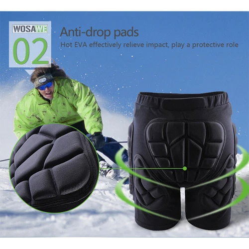 Pantalones Cortos Acolchados de Cadera WOSAWE Esquí Patinaje Monopatín Snowboard Protección de Glúteos - Imagen 13 de 15