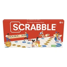 Scrabble Classic Crossword Game Wooden Tiles Fun Family Game Night for 2-4 Pl...