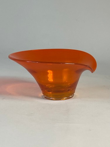 Vintage Viking Glass Bon Bon Bowl Dish Lipped Persimmon Amberina 3 1/8" T # 1144 - Picture 1 of 8