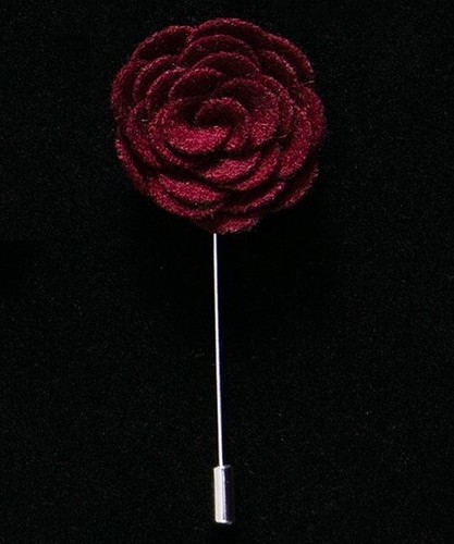 Solid Velvet Flower Pins - 18 Colors Shirt Collar Lapel Pin Mens Suit Accessory - Picture 18 of 40