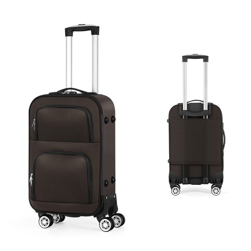 20 Zoll Handgepäck Koffer ABS Reisegepäck Tasche mit Spinner Rollen Schloss Braun