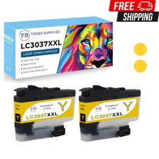 2 pk Yellow Ink Cartridge for Brother LC3037 LC-3037XXL for MFC-J5845DW MFC-J594
