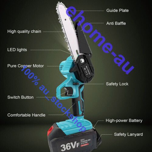 6" Mini Cordless Electric Chainsaw 2X Battery-Powered Wood Cutter Rechargeable - Picture 10 of 19