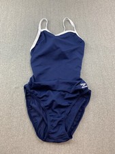 Speedo Eco Endurance Swimsuit Womens 12/38 Team Navy Blue White Aquatic