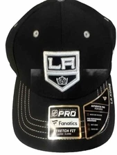 Fanatics LA Kings Authentic Pro Hat Mens L/XL Black Black NHL Stretch Fit