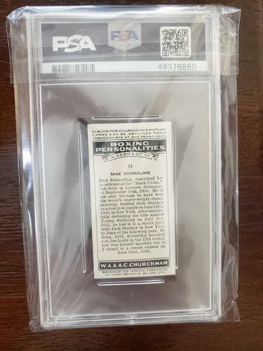 1938 WA & AC Churchman Boxing Personalities Max Schmeling Psa 5 - 第 2/2 張圖片