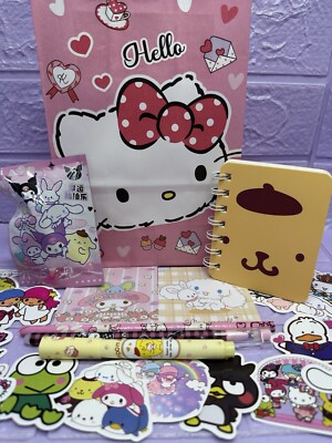 Geschenktüte Notizbuch Schreibwaren Hello Kitty Pompurin Blind Gummi Textmarker