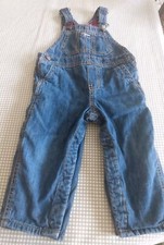 Vintage OshKosh BGosh Bib Overalls Blue Denim Toddler Size 18 Months Unisex