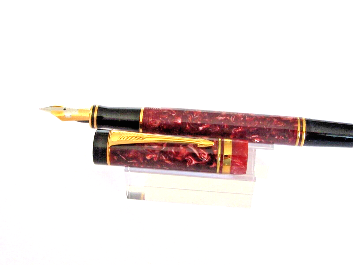 Stylo Plume Parker Duofold Centennial - Plume Fine En Or, Résine Rouge Marbre - Neuf De Stock