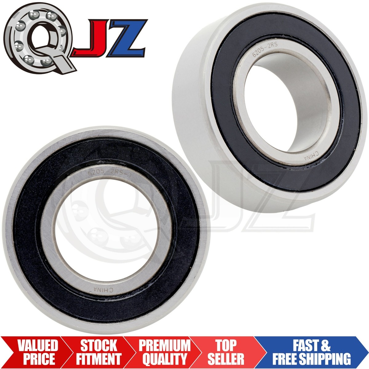 Qty.2] New 6205-2RS-1 Deep Groove Ball Bearing [1inch Bore x 52mm