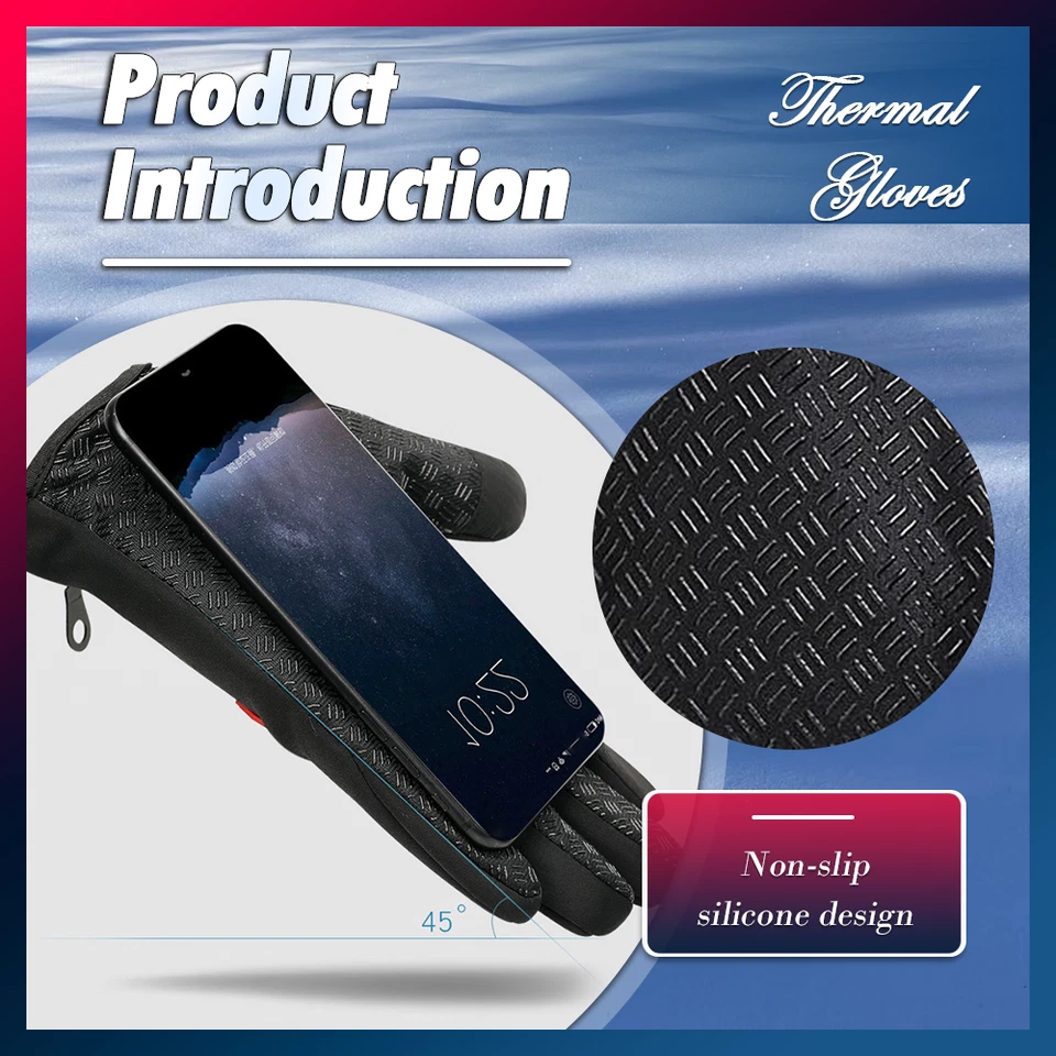 Winter Warm Thermal Outdoor Sports Waterproof Windproof Touch Screen Ski Gloves - image 3 of 4