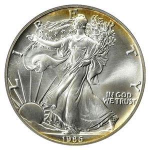 1986-1-Silver-Eagle-PCGS-MS69-Nicely-Toned-ASE