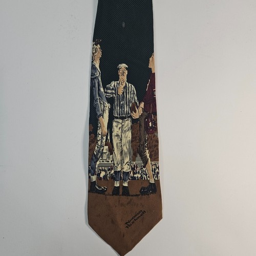 Vintage Necktie Norman Rockwell Silk Saturday Evening Post Football Coin Toss