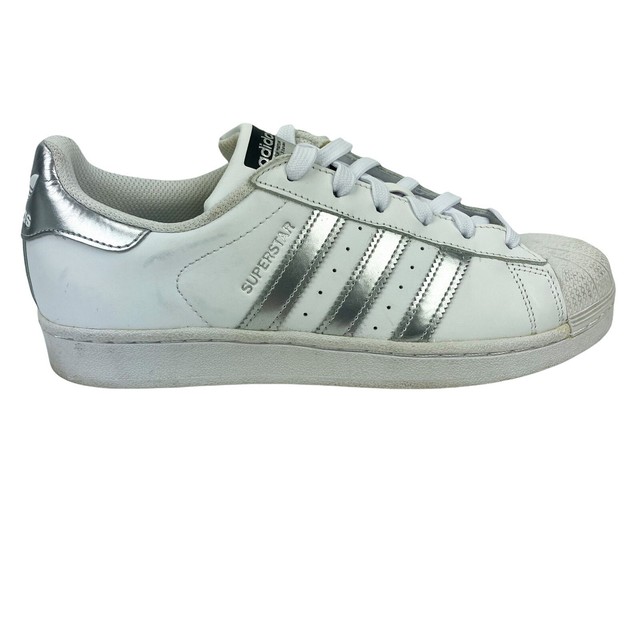 adidas superstar white silver metallic