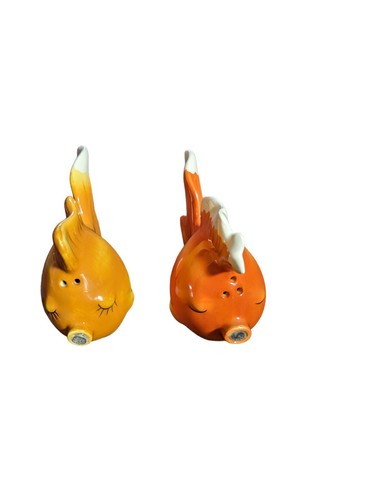 Gold Fish Salt and Pepper Shakers Set With Original Stoppers - Picture 4 of 10