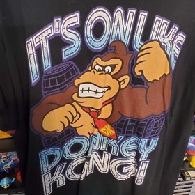 Super Mario Graphic Donkey Kong Gray Black T-Shirt Mens XL Nintendo NES SNES 64