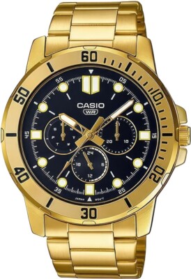 【新品未開封】モフリン　ゴールド　CASIO Casio MTP-VD300G-1E Black Analog Gold Stainless Steel Quartz Men's