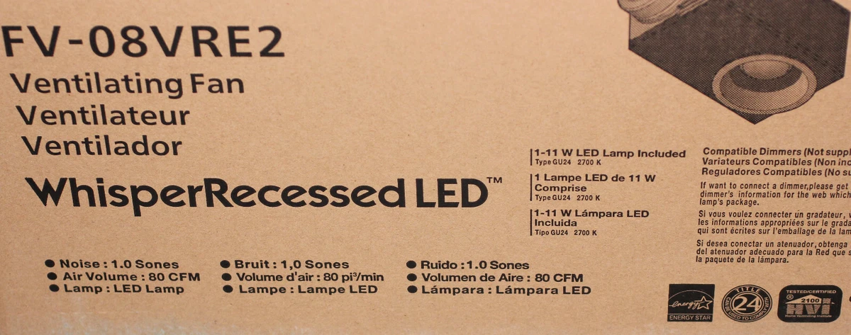 Panasonic FV-08VRE2 Ventilating Fan Exhaust Recessed LED Light Whisper  885170302730 | eBay