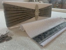 White Window Pelmet With Grey Velvet Sash