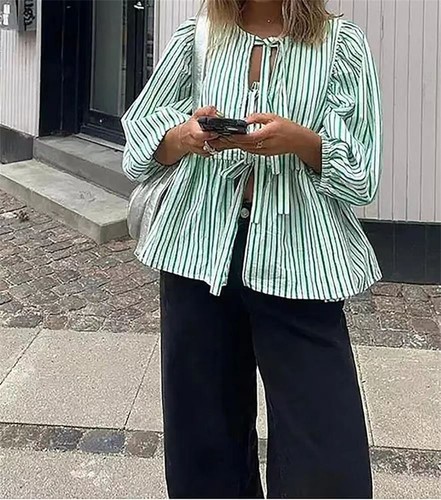Ladies Lace-up Blouse Shirts Holiday Loose Tunic Swing Cover Up Tops T-shirt Tee - Picture 19 of 22