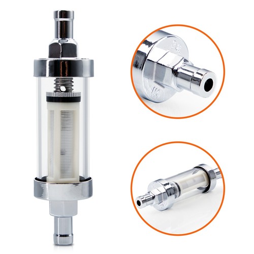 Universal Gas Diesel Fuel Filter ​Clear View Inline 3/8" Chrome Hose Barb ​ - Picture 4 of 14