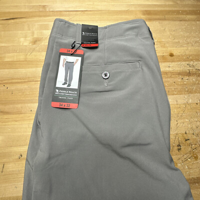 Pebble Beach Men's Dry-Luxe Performance Travel Pants GRAY, 40/30.