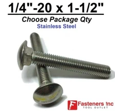 1/4-20 x 1-1/2" Stainless Steel Round Head Carriage Bolt "Coach Screws"