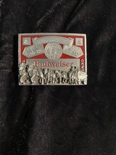Vintage Budweiser Clydesdale Pewter and Enamel Belt Buckle Made In USA T-169