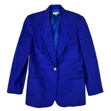 Talbots Royal Blue 100% Wool Gold Two-Button Blazer Women's Size 8