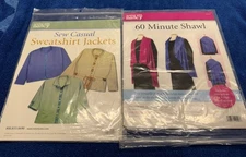 New Sewing with Nancy Lot of 2 Patterns 60 Minute Shawl Sweatshirt Jackets