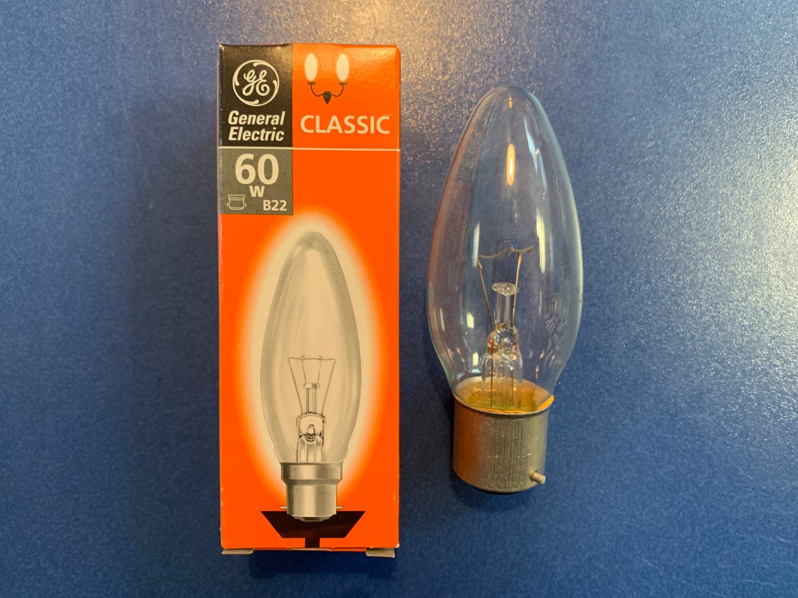 General Electric 60W Candle Bulb B22D Clear 240V Light Bulb Kl Dimmable