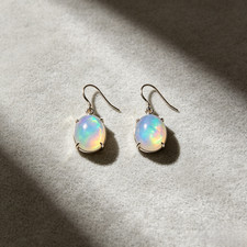 White Opal Dangle Earrings - Sterling Silver ...