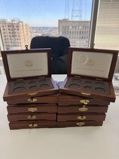 Lot Of 10 United States Congressional Coins Wooden Empty Boxes Mint Condition