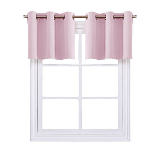  Window Treatment Valance - Thermal Insulated 42"W x 18"L (Pack of 2) Baby Pink