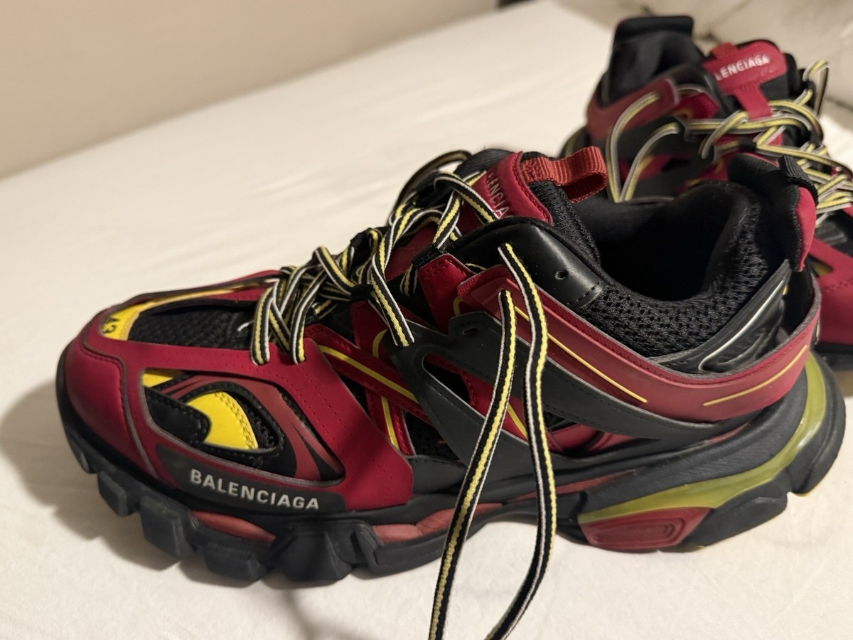 BALENCIAGA Track スニーカー ブラック/レッド サイズ44 Balenciaga Track Colorblock Red Black Yellow Lace-Up Men's