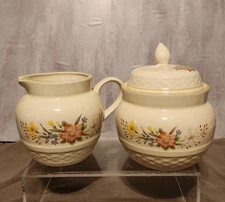 Vintage Floral Ceramic Creamer and Sugar Bowl Set