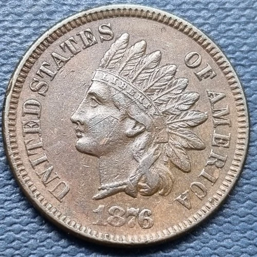 1876 Indian Head Cent 1c Higher Grade XF - AU Better Date #94256