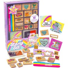 Wooden Stamp Art  Craft Kit for Kids, 28 Pieces, 6 