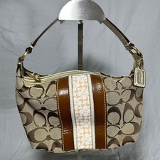 COACH Handbag Brown Leather Solid Signature Womens Japan Used