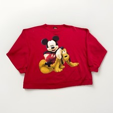 Vintage Mickey Unlimited Sweatshirt Womens L Pluto Red Crewneck Disney 90s