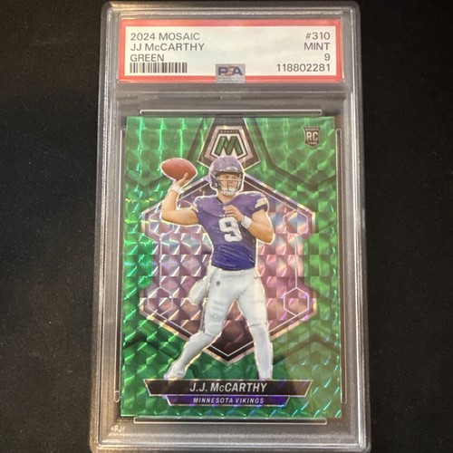 2024 Panini Mosaic - Rookies J.J. McCarthy #310 Green Mosaic Prizm (RC)