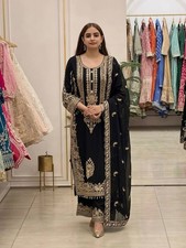 Latest Designer Georgette Black Salwar Kameez With Dupatta For Function Wear