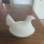 Vintage Opalescent Milk Glass Hen On NEST, UNMARKED.