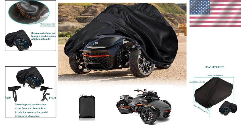 F3 Spyder Full Cover, Ryker Cover,Can Am Spyder F3-S F3-T Ryker 600 900 Sport... Foto 2 de 4