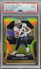 2019 Panini Prizm Gold /10 Alvin Kamara #187 PSA 9 Saints 