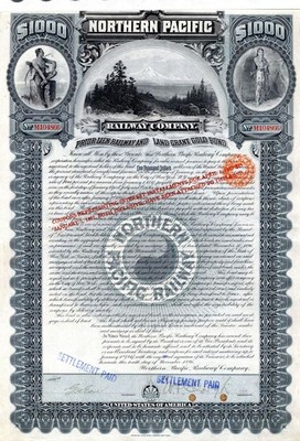 Northern Pacific Railway Co. - 1896 dated $1,000 Railroad Gold Bond - Gorgeous
