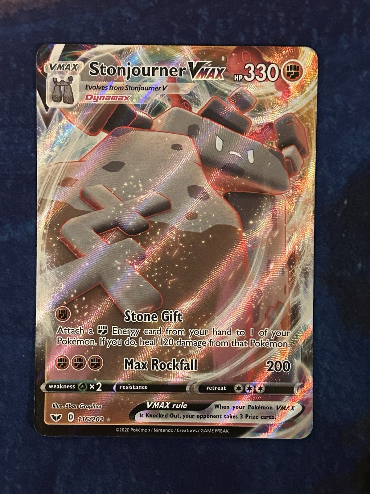 Pokémon Stonjourner VMAX Ultra Rare #116/202 SWSH01: Sword & Shield Base Set -LP
