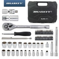 "Haskyy SteckschlüSselsatz 3/8\" 1/4\" Ratsche Bit Set StecknüSse Adapter 52 Tlg."
