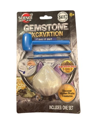 New STEM Gemstone Excavation Kit Archeology Discover Hidden Pirate Treasure Toy