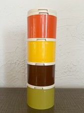Vintage Tupperware Stacking Spice Shakers Set Of 4 In Harvest Colors Made in USA